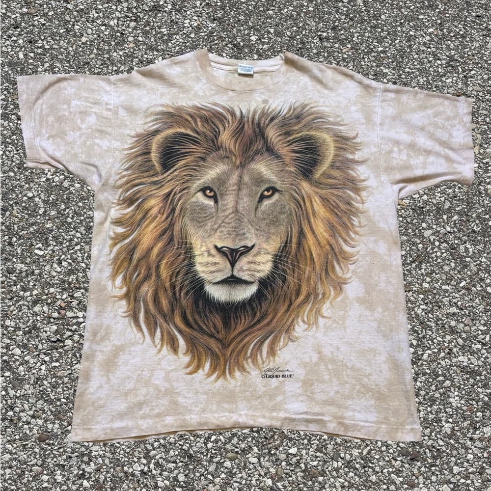 Vintage 1994 (Rare) Liquid Blue Lion Habitat MGM Grand Front and Back Tee